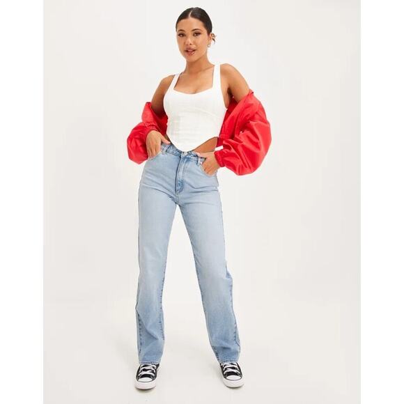 NWT Abrand Jeans Blue 94 High Rise Straight Walkaway Jeans Size 26 - Picture 3 of 10